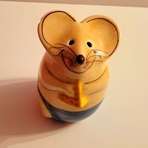 Parmesanl Container brand unknown, 5' tall, 4" across, blue and cream color